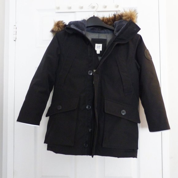 GAP Boys Black Down Parka Coat - Picture 1 of 3